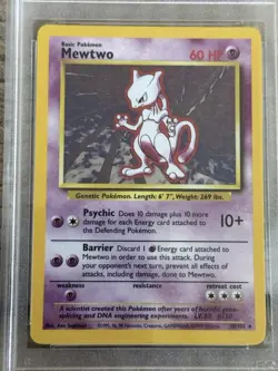 1999 Pokemon TCG Mewtwo Base Set Holo Unlimited Holo Rare Card 10/102 PSA 7 - Image 4