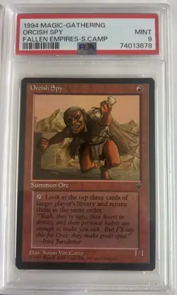 MTG Susan Van Camp Signed "Orcish Spy" Fallen Empires Magic the Gathering PSA 9 - Image 1
