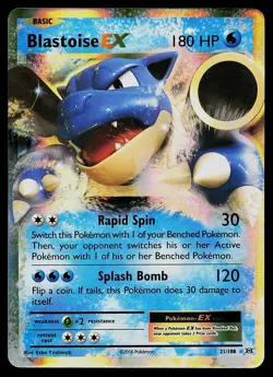 Pokemon Card - Blastoise EX Evolutions 21/108 Holo Rare EX 2016 - Image 1
