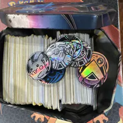 Pokemon TCG Pikachu Mixed Card Lot in Tin with Coins Standard Card Stock - Image 2