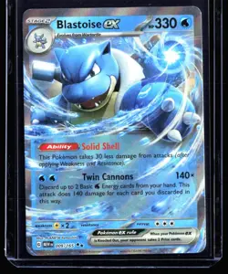 2023 Scarlet & Violet 151 Blastoise ex #009 Double Rare Holo Pokemon Card - Image 1