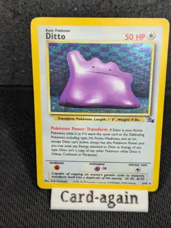 Pokemon TCG Ditto Fossil 3/62 Holo Unlimited Rare, HP - Image 1
