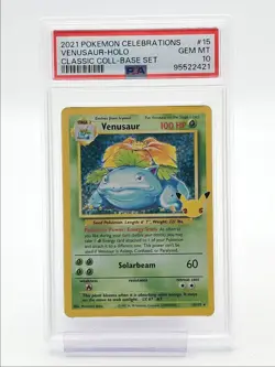 VENUSAUR 2021 POKEMON CELEBRATIONS CLASSIC HOLO RARE 15/102 PSA 10 Q6438 - Image 1