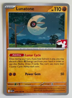 Lunatone 074/132 Pokemon TCG Mega Evolution Prize Pack Series Non-Holo NM - Image 1