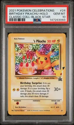 2021 Pokemon Celebrations 24 Pikachu Holo Classic Collection PSA 10 147283068 - Image 1