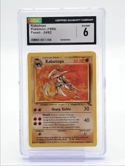 KABUTOPS 1999 POKEMON BASE FOSSIL RARE 24/62 CGC 6 Q6438 - Image 1