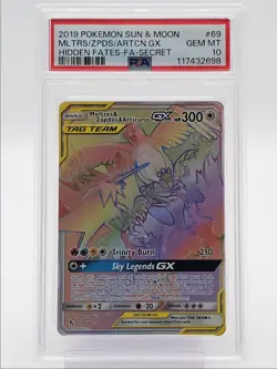 MOLTRES ZAPDOS ARTICUNO GX 2019 POKEMON FA SECRET RARE C 69/68 PSA 10 Q6438 - Image 1