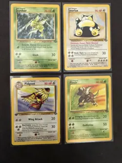Pokemon Lot 4 WOTC Jungle Base Scyther Snorlax 1st Ed Pidgeot Pinsir - Image 1