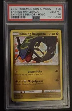 2017 Pokemon Shining Rayquaza 56/73 Sun & Moon Shining Legends PSA 10 GEM MT - Image 1