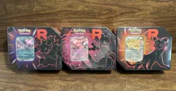 Pokemon TCG Destined Rivals Team Rocket Tin Set of 3 New Factory Sealed - Image 1