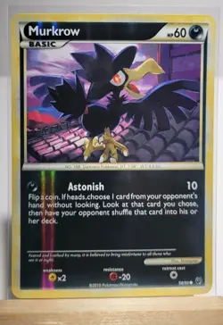 Pokemon TCG HGSS Undaunted Murkrow Reverse Rare 58/90 - Image 1
