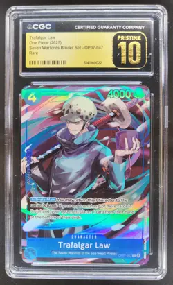 2025 ONE PIECE TRAFALGAR LAW RARE OP07-047 CGC 10 PRISTINE A PT - Image 1