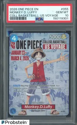 2026 One Piece EN College Basketball US Voyage #055 Monkey D Luffy PSA 10 - Image 1