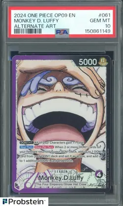2024 One Piece OP09 EN Alternate Art #061 Monkey D Luffy PSA 10 GEM MINT - Image 1