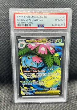 Pokemon Mega Evolution Mega Venusaur EX Ultra Rare Card 155/132 MT-GMT, PSA 10 - Image 1