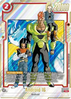 Android 16 SB01-002 Rare Foil 20000 Power - Dragon Ball Super Card Game SB01 - Image 1