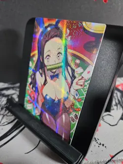 Nezuko Kamado Demon Slayer Art Card Holo Glitter Anime Sexy Waifu CCG Bunny - Image 2