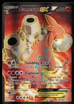 Camerupt EX 146/160 Holo Full Art Primal Clash Pokemon Card - Image 1