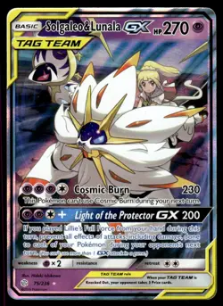 2019 Pokemon Sun & Moon - Cosmic Eclipse Solgaleo & Lunala-GX #75 Light Play - Image 1
