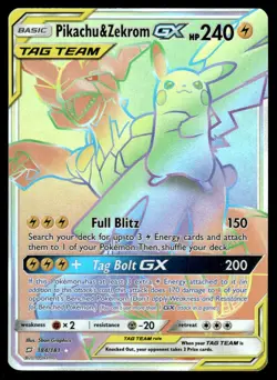 2019 Pokemon Sun & Moon - Team Up Pikachu & Zekrom-GX #184 Light Play - Image 1