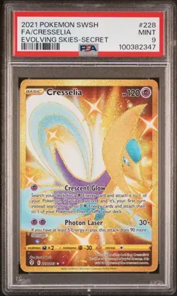 Cresselia (Secret) 228/203 Pokemon SWSH07: Evolving Skies Holo PSA 9 - Image 1