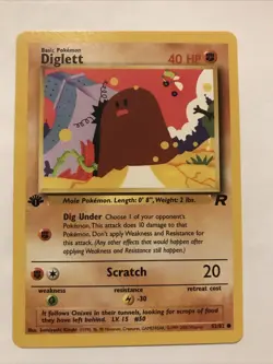 Pokemon TCG Team Rocket 1st Edition Regular Finish Diglett 52/82 Card - Image 1