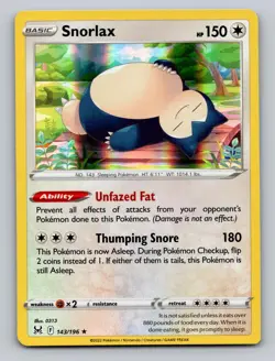 Snorlax 143/196 Holo Rare Lost Origin Pokemon Holo NM - Image 1