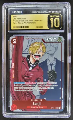 2022 ONE PIECE SANJI RARE MANGA ALT ART OP01-013 CGC 10 PRISTINE A PT - Image 1