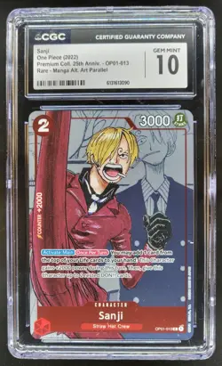 2022 ONE PIECE SANJI RARE MANGA ALT ART OP01-013 CGC 10 A PT - Image 1