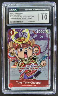 2022 ONE PIECE TONY TONY CHOPPER MANGA ALT ART ST01-006 CGC 10 PRISTINE A PT - Image 1