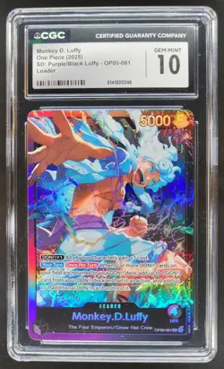 2025 ONE PIECE MONKEY D. LUFFY LEADER OP09-061 CGC 10 A PT - Image 1
