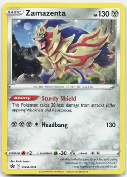 Zamazenta Promo SWSH: Sword & Shield Promo Cards SWSD Metal Holofoil SWSH034 NM - Image 1