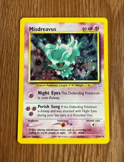 Pokemon Card TCG Misdreavus 11/64 Neo Revelation 2000 Rare Holo Swirl Vintage - Image 1