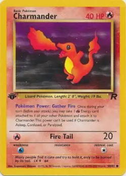 POKEMON Card TEAM ROCKET 1st Edition CHARMANDER #50/82 Common NEAR MINT NM - Image 1