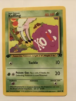 Pokemon TCG Team Rocket Koffing 1st Edition 58/82 Card - Image 1