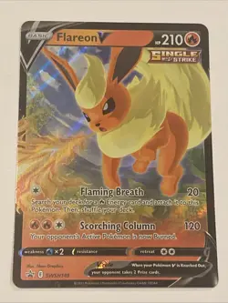 POKEMON FLAREON V SWSH149 HOLO SWORD & SHIELD BLACK STAR PROMO LP - Image 1