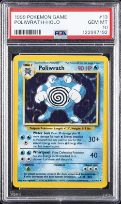 1999 POKEMON GAME #13 POLIWRATH-HOLO PSA 10 - Image 1