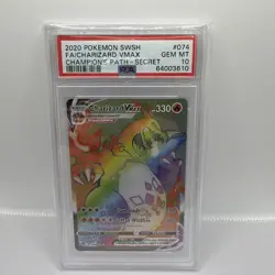 2020 Pokemon SWSH FA/Charizard VMAX #074 Champion's Path Secret Rainbow PSA 10 - Image 1