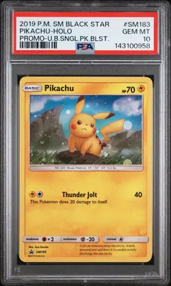 2019 POKEMON SM BLACK STAR PROMO #SM183 PIKACHU-HOLO PSA 10 - Image 1