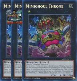 Yugioh! 3x Mimighoul Throne MP25-EN117 Prismatic Secret Rare 1st Ed NM - Image 1