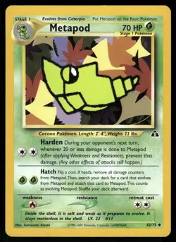 Metapod 42/75 Uncommon Neo Discovery Pokemon Unlimited LP - Image 1