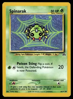 Spinarak 64/75 Common Neo Discovery Pokemon Unlimited LP - Image 1