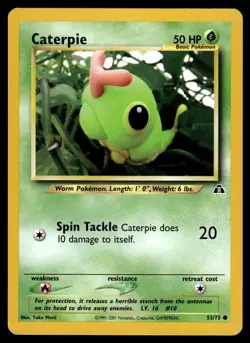 Caterpie 53/75 Common Neo Discovery Pokemon Unlimited LP - Image 1