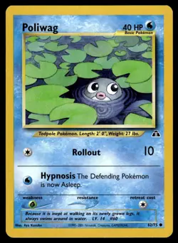 Poliwag 62/75 Common Neo Discovery Pokemon Unlimited MP - Image 1
