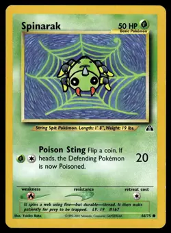 Spinarak 64/75 Common Neo Discovery Pokemon Unlimited MP - Image 1