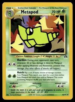 Metapod 42/75 Uncommon Neo Discovery Pokemon Unlimited MP - Image 1