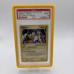 2005 Pokemon Raikou Gold Star EX Unseen Forces Holo #114 PSA 9 Gem Mint - Image 1