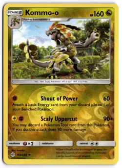 Pokemon TCG Kommo-o 163/236 SM - Cosmic Eclipse Holo Rare Reverse Holo - Image 1