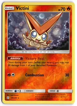 Pokemon TCG Victini 30/236 SM - Cosmic Eclipse Holo Rare Reverse Holo - Image 1
