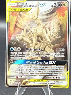 Pokemon TCG Arceus & Dialga & Palkia GX 221/236 Cosmic Eclipse Holo - Image 1